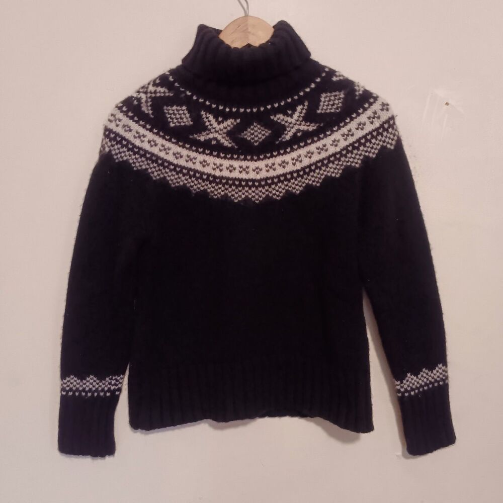 Vintage Gap Fair Isle Turtleneck Sweater-Large-Lambswool-Y2K-Ski Resort-Prep